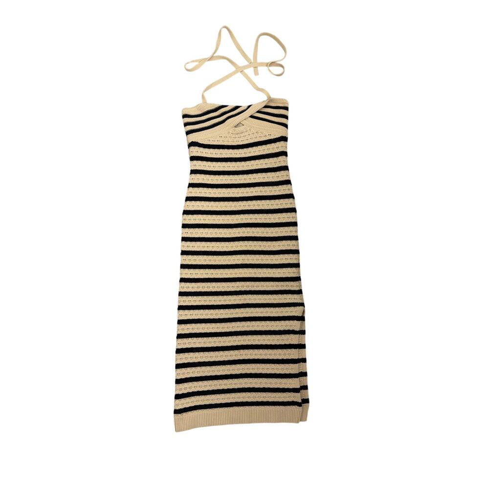 House of Harlow 1960 Crochet Boho Resort Chic Stripe Halter Maxi Dress Small - Picture 2 of 6